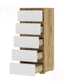 Комод Хелен КМ 03 502 5 ящиков дуб крафт золото - белый