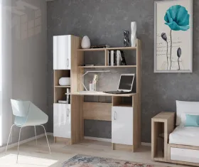 Компьютерный стол ПКС-6 сонома/белый глянец