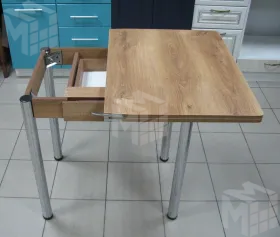 Стол прямоугольный с ящиком 900*600 (дуб  Вотан), ножки хром