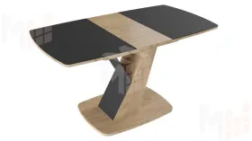 Стол обеденный Гарда Тип 1 Дуб Крафт золотой, Стекло матовое черный графит