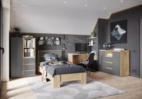 Модульная детская Хелен дуб крафт золото - серый графит