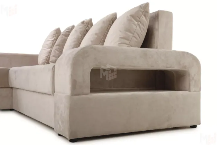 Диван угловой Марго Бежевый Левый Велюр