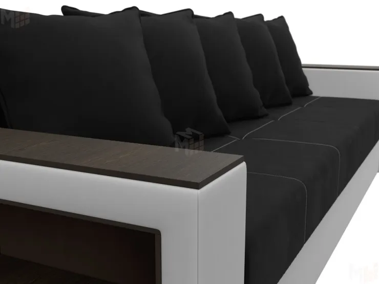 Диван прямой Дубай Лайт полки слева ( Черный\Белый )