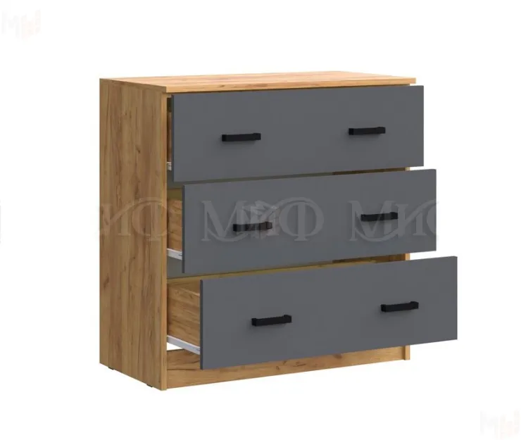 Комод Бася 3 ящика (крафт золотой/графит)