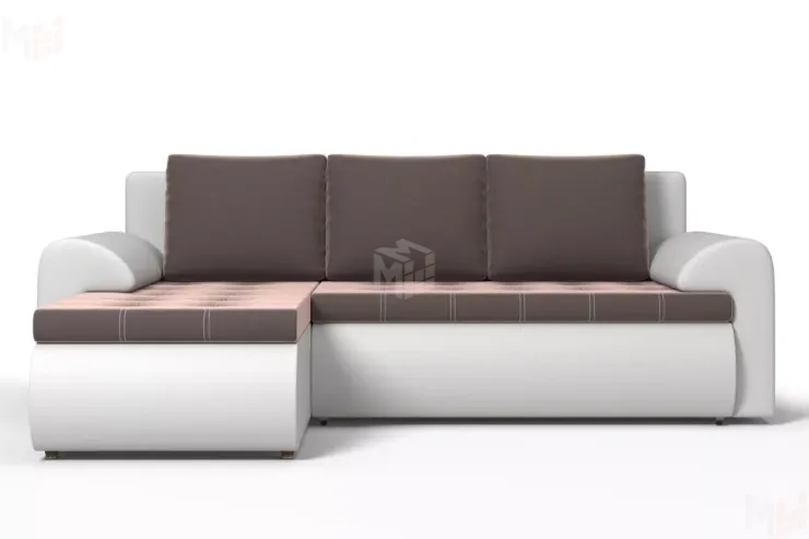 Угловой диван Ванкувер (левый)  Белый, Коричневый