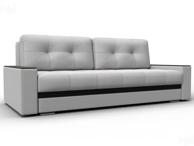 Диван прямой с декором Лига-096 НПБ ( Белый;Черный )