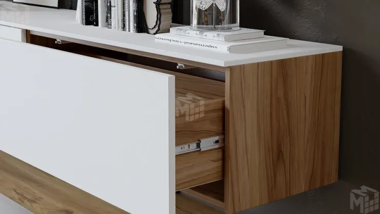 Гостиная Порто №1 - ГН-393.001 Яблоня Беллуно, Белый софт