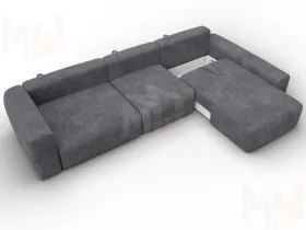 Диван угловой Лига-066 НПБ Лонг угол правый ( BRUT 16 темно-серый )