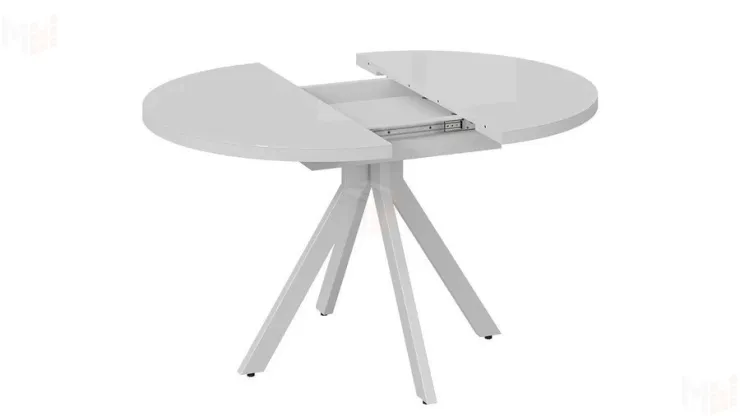 Стол обеденный раздвижной Стокгольм Тип 1  Белый муар, Стекло глянцевое белое