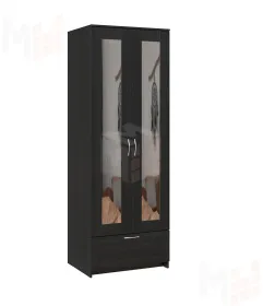 Шкаф Сириус 2 двери 1 ящик с зеркалами, венге (высота 220 см)