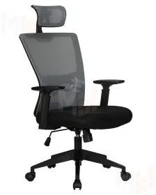 Офисное кресло для персонала DOBRIN NIXON (чёрный, серая сетка)