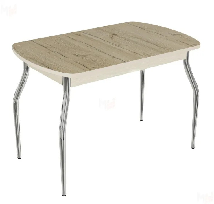 Стол раздвижной пластик HPL Дуб кера, ноги изогнутые