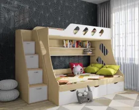 Двухъярусная кровать Фанки Кидз-16 + лестница-комод 13/8СВ