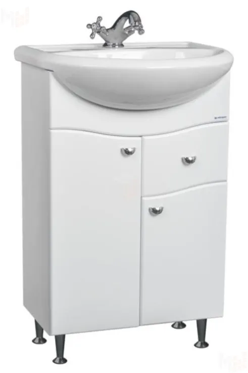 Тумба под умывальник "Уют 60 Волна" с верхним ящиком В1 Айсберг