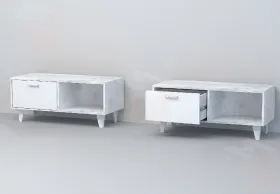 Тумба Т-4 Эго на ножках  Бетон Светлый/Белый Глянец