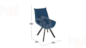 Стул Фэнди К2 Черный муар, Велюр Confetti Blue