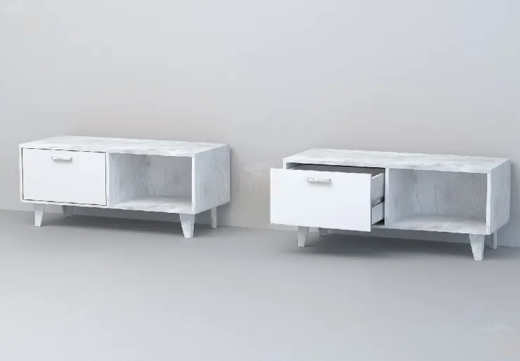 Тумба Т-4 Эго на ножках  Бетон Светлый/Белый Глянец