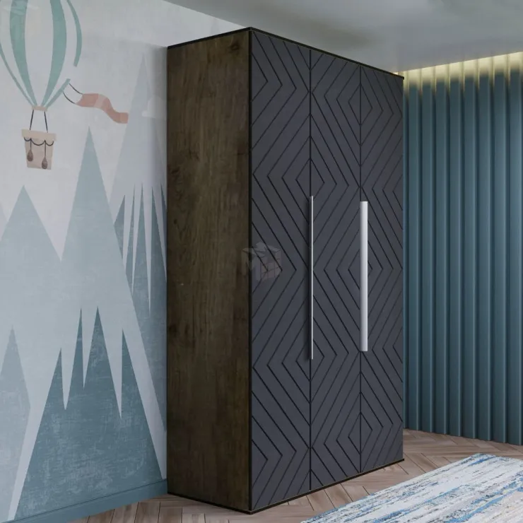 Шкаф трёхстворчатый Копенгаген (дуб самдал/серый графит)