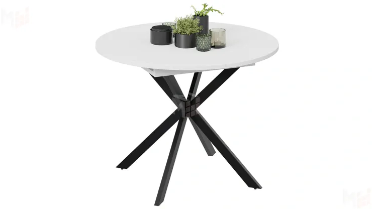 Стол обеденный раздвижной Мэдисон Тип 1 Черный муар, Белый