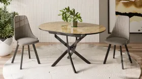 Стол обеденный Diamond Тип 3 - КМ+02.68.000.168 Черный муар, Бунратти глянец