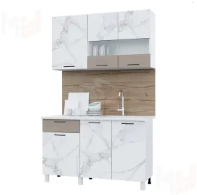 Кухня ТРЕНД 1,3 МДФ мрамор милк/холст латте