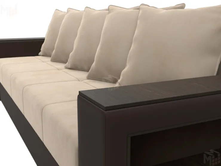 Диван прямой Дубай Лайт полки справа ( Бежевый\Коричневый )