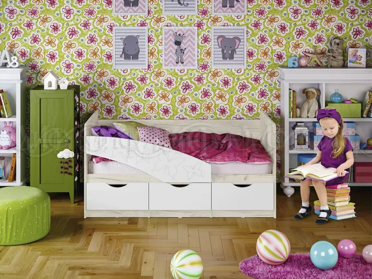 Кровать Бабочки 1,6 МДФ шарли белый