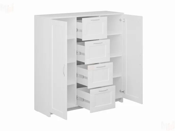 Тумба Сириус 2 двери и 4 ящика 117*123 Белый