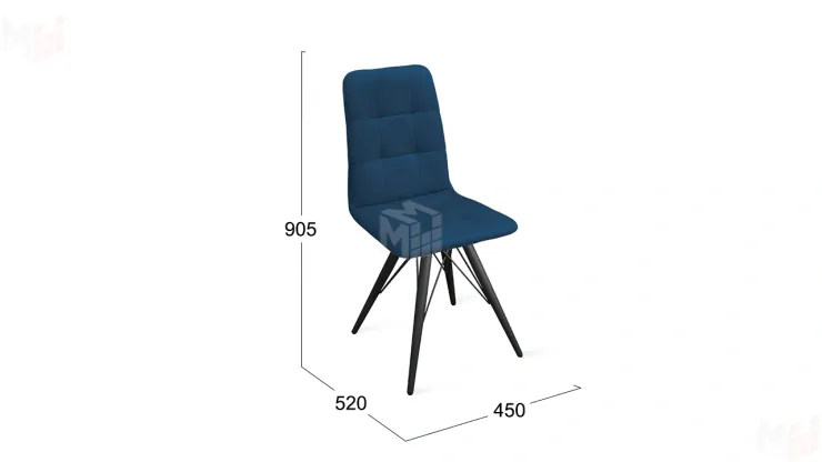 Стул Аспен К3 Черный муар, Велюр Confetti Blue