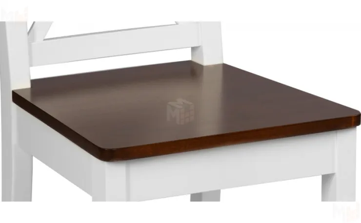 Стул деревянный с жестким сиденьем Бергольф Белый/Темный орех