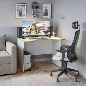 Стол компьютерный игровой ВАРДИГ K2 (белый/лайм)