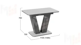 Стол раздвижной Чинзано Тип 1 Моод темный/стекло белое матовое