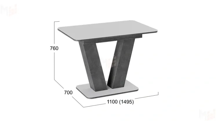 Стол раздвижной Чинзано Тип 1 Моод темный/стекло белое матовое
