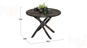 Стол обеденный Diamond Тип 2 - КМ+02.68.000.167 Черный муар, Ателье темный глянец