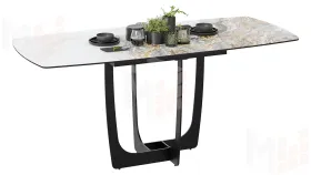 Стол обеденный Орфей Черный муар, Стекло глянцевое оникс