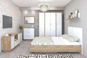 Спальный гарнитур ЭГО Дуб Крафт/Белый Глянец Вариант 1