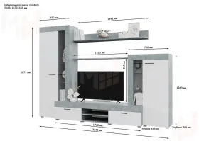 Гостиная Дельта ЛДСП (Белый/бетон)