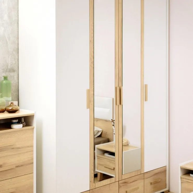 Шкаф для одежды и белья Айрис 555  Белый/Дуб золотистый