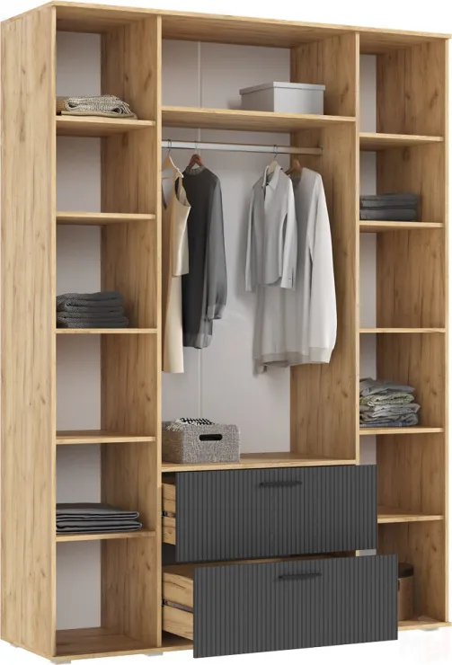 Шкаф 4-ств Сильвия 1600 мм. Графит/Дуб Крафт