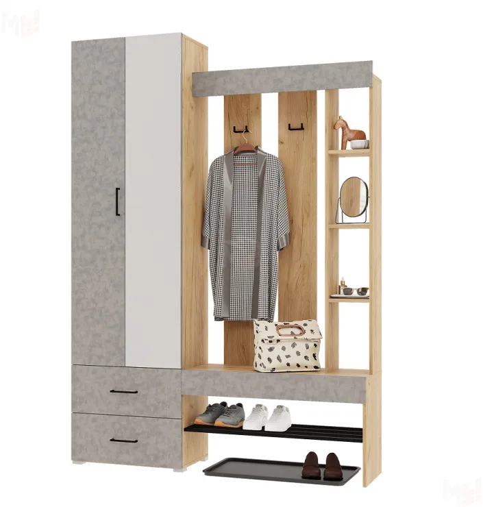 Прихожая Домино (крафт золотой/бетон)