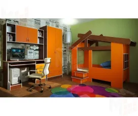 Кровать Домик для детей + игровая горка 13/18СВ
