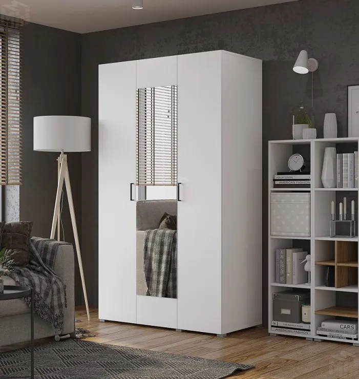 Шкаф Бостон 3-х створчатый 1350 (белый) с зеркалом