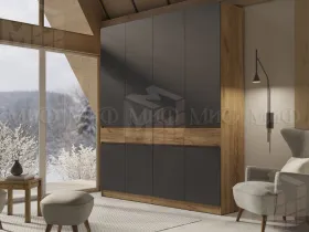 Шкаф Роджина 4-х створчатый (крафт золотой/графит)