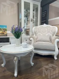 Столик круглый Натали белый глянец