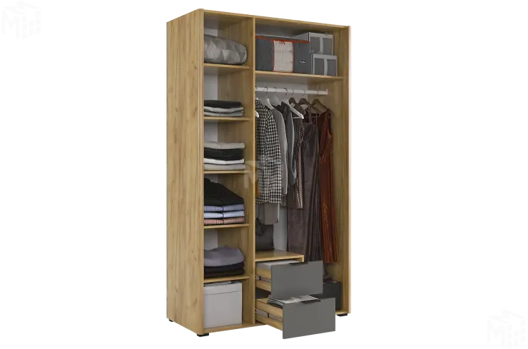 Шкаф трехдверный Адам  дуб крафт золотой/графит