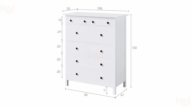 Kомод KЫМOР 6 ящикoв белый