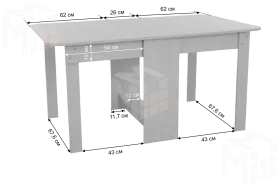 Стол-книжка раскладной ПВХ дуб сонома