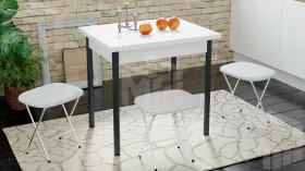 Стол  раздвижной Родос Тип 2 с опорой d40 Черный муар, Белый