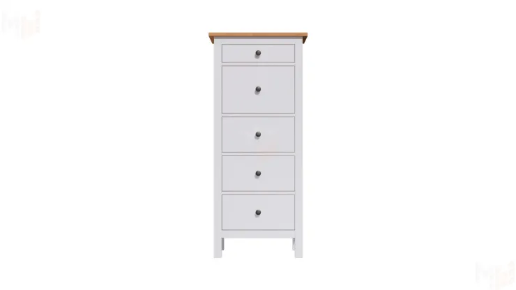 Комод Кымор 5 ящиков белый/светло-коричневый