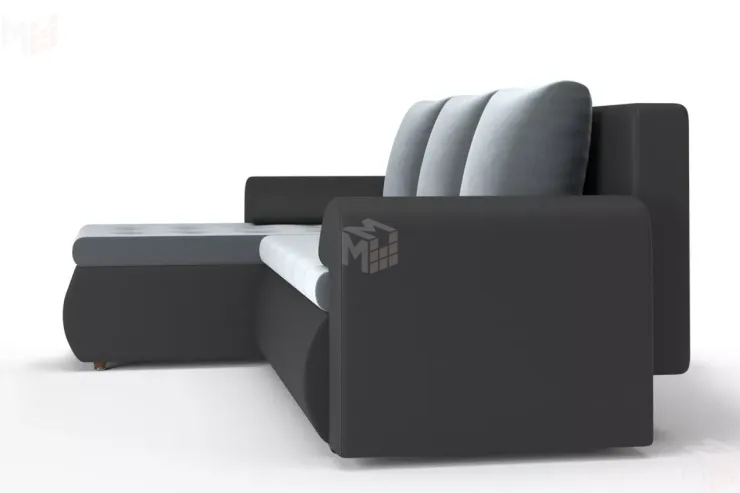 Угловой диван Ванкувер (левый) Серый, Черный